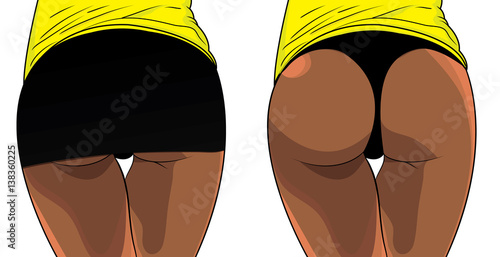 Sexy woman booty. Girls butt in underwear. Fitness lifestyle. Vector illustration.