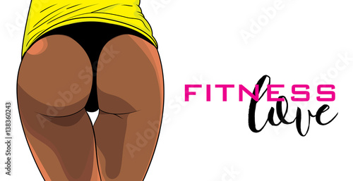 Sexy woman booty. Girls butt in underwear. Fitness lifestyle. Vector illustration.