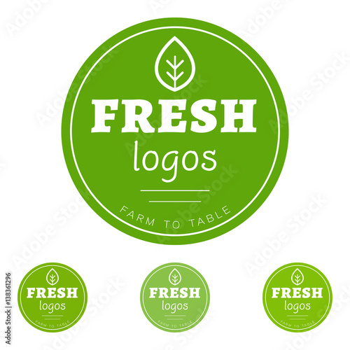 Set of green leaf business logo circle vectors