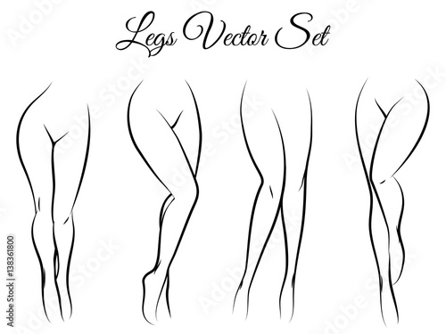 Woman legs vector set. Hand drawn woman legs isolated on white background