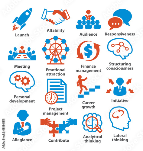 Business management icons. Pack 01.