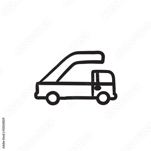 Gangway of plane sketch icon.