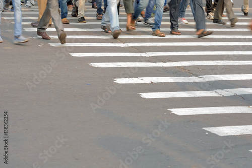 Pedestrian are crossing in zebra crossing