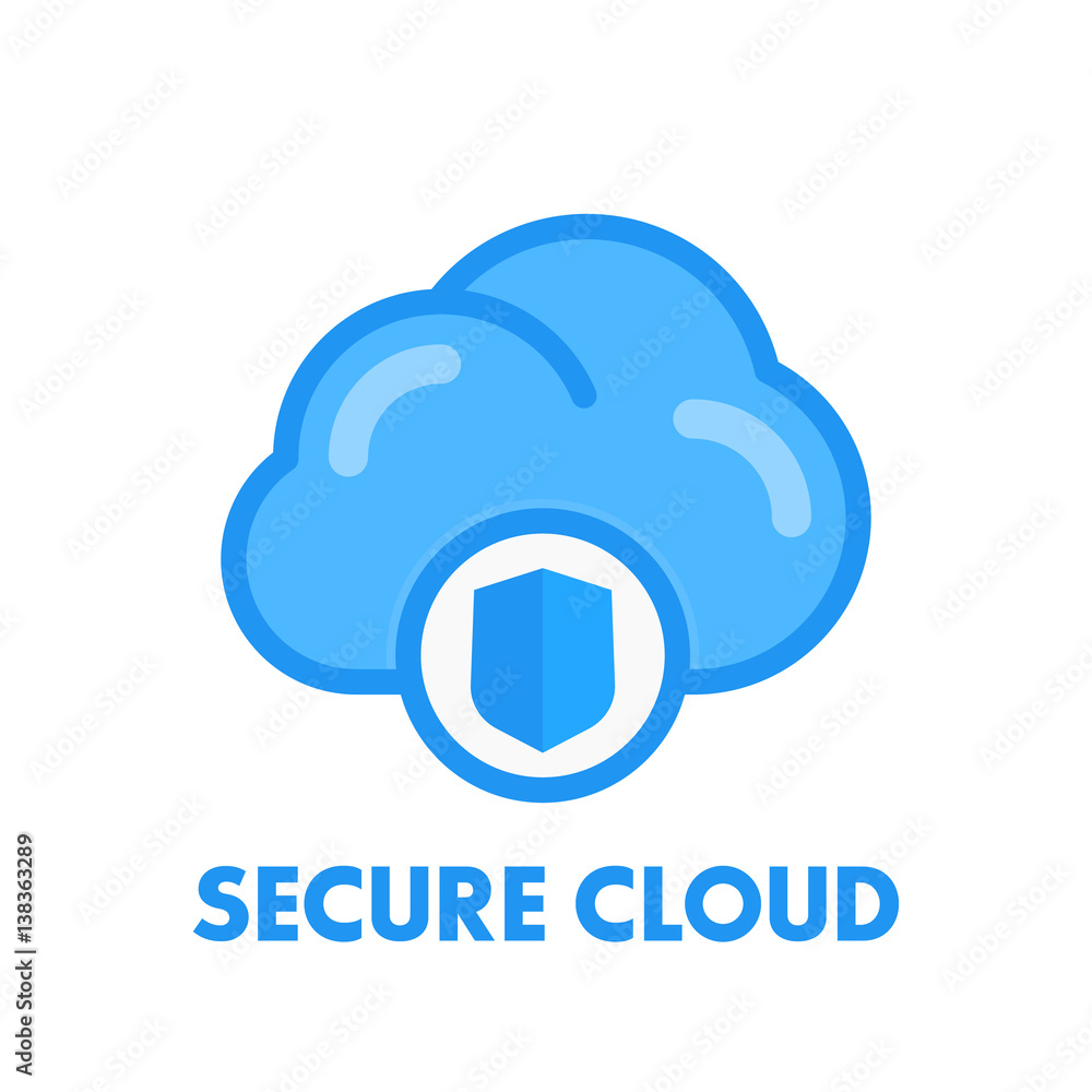 secure cloud icon in flat style isolated on white secure cloud icon in flat style isolated on white