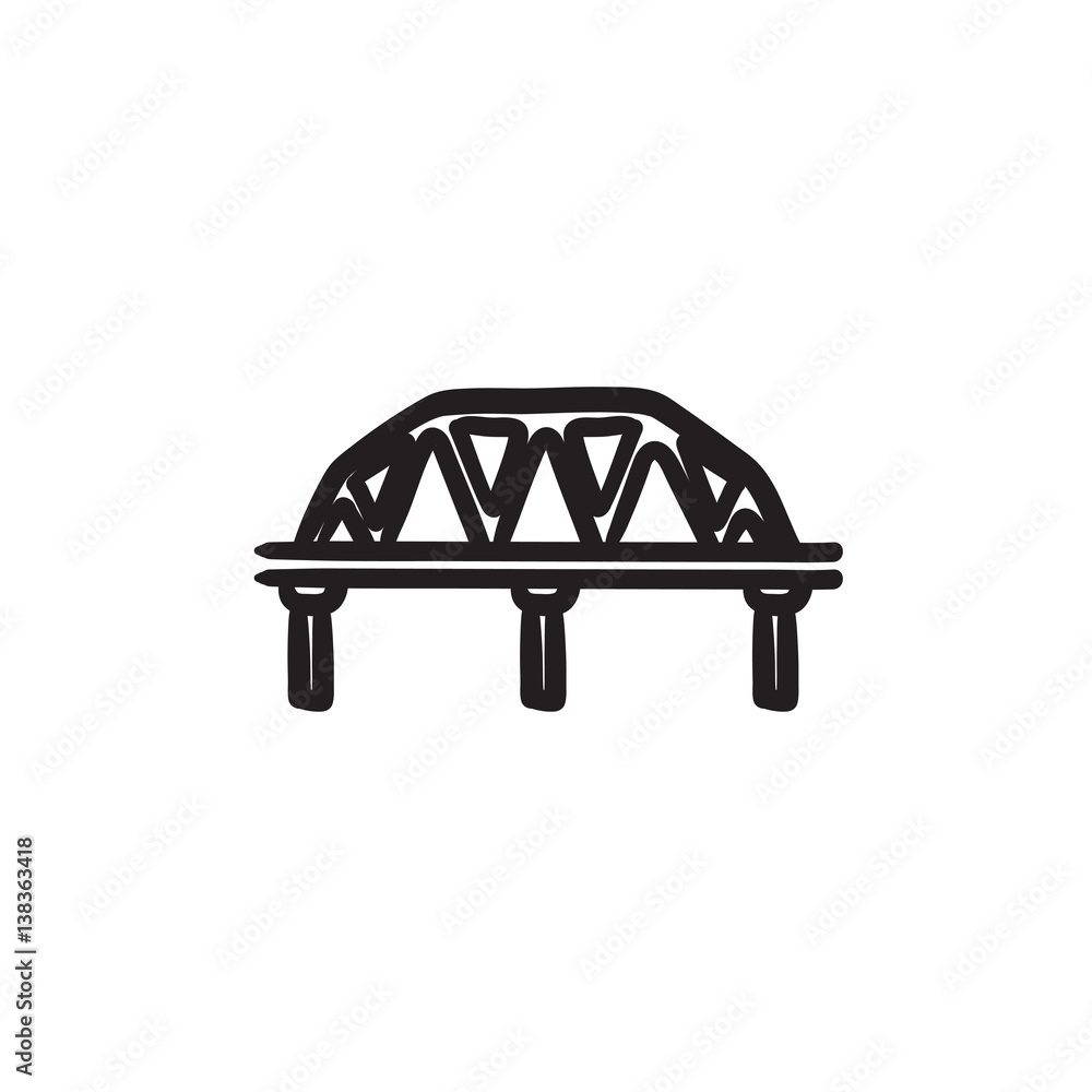 Rail way bridge sketch icon. Rail way bridge sketch icon.