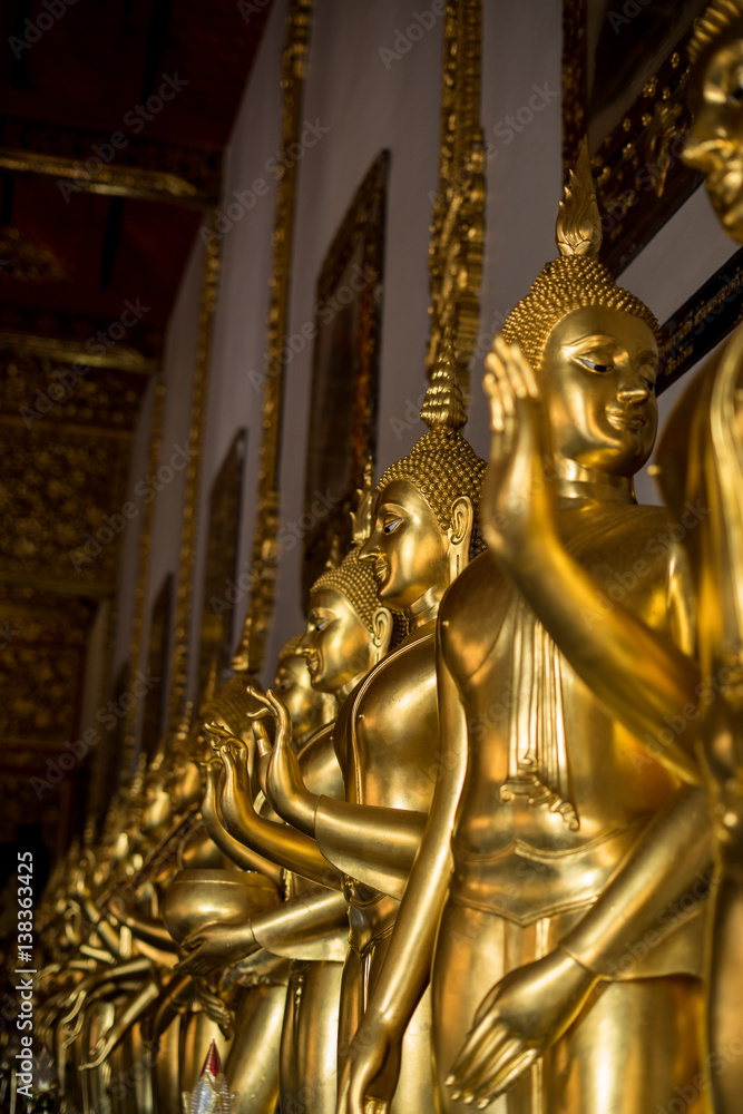 Golden buddha statue in buddhism temple thailand / Asia Travel