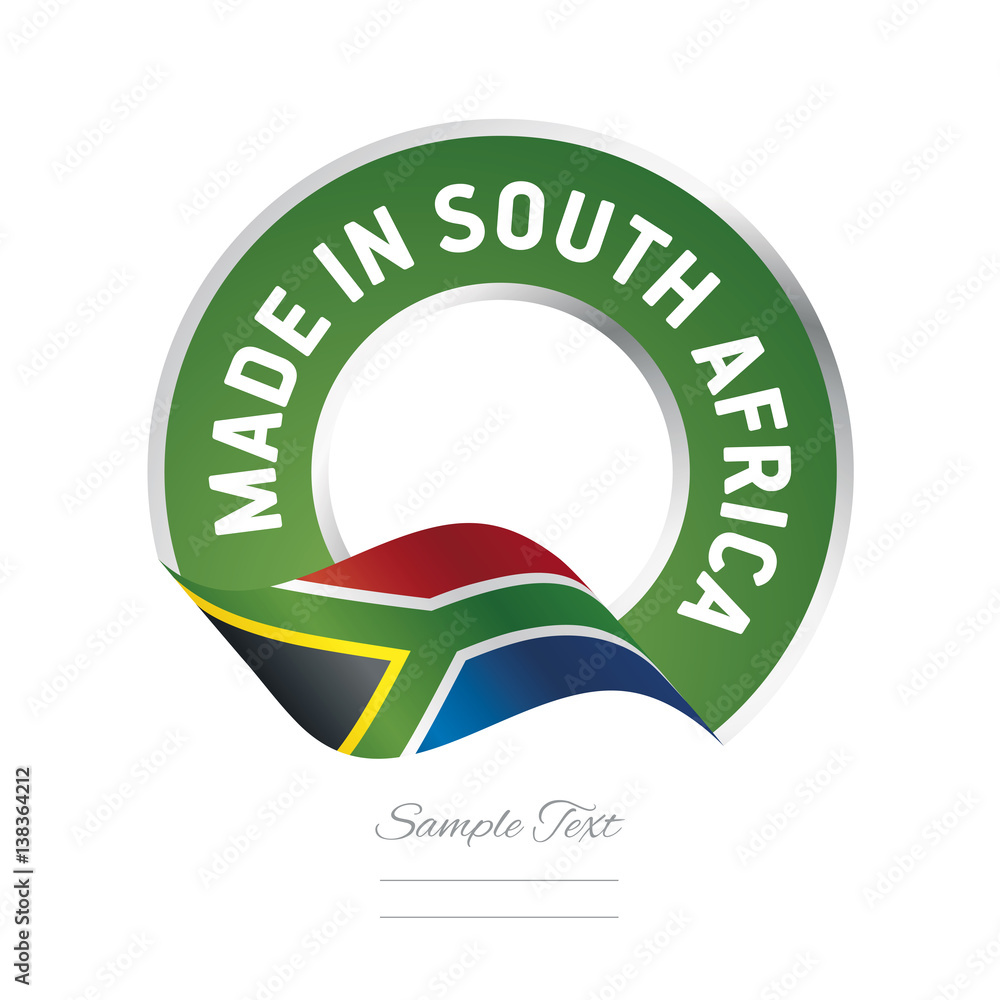 Made in South Africa flag green color label logo icon Stock ...