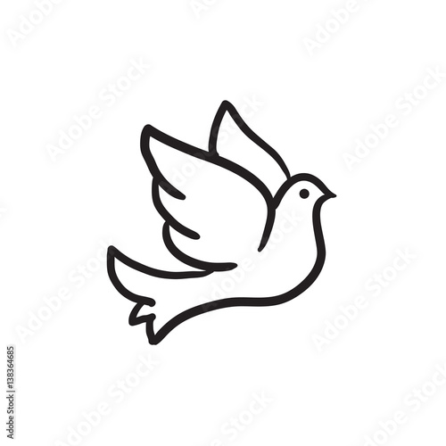 Wedding dove sketch icon.