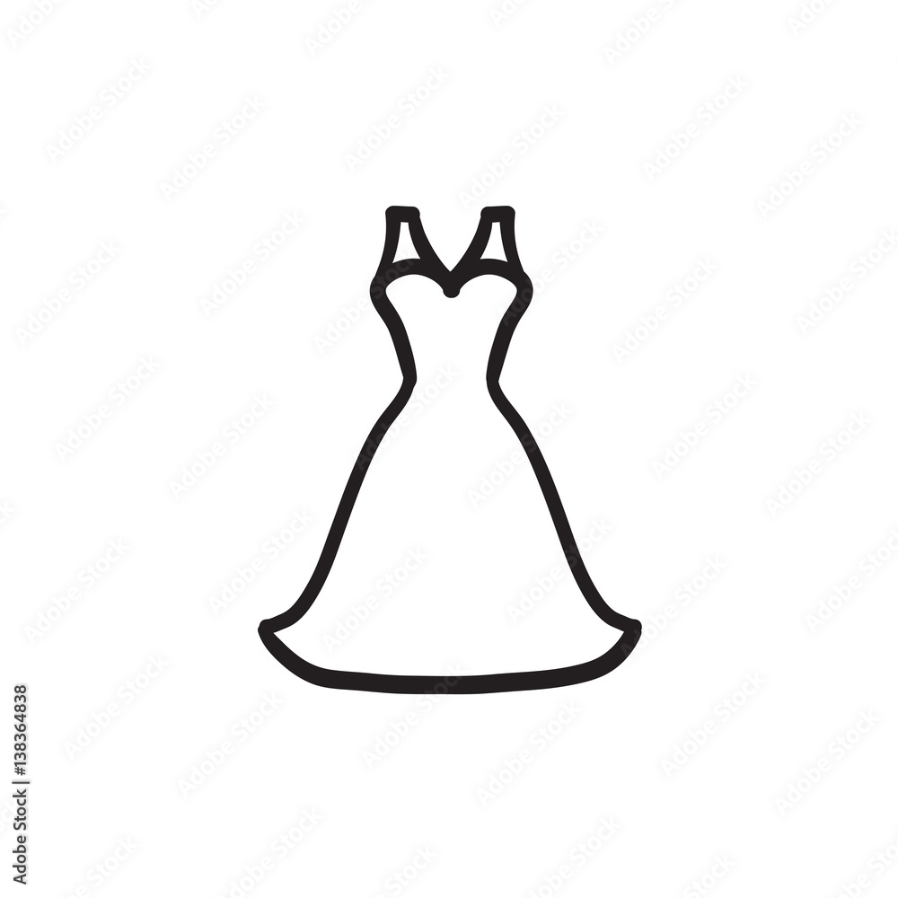 Wedding dress sketch icon.