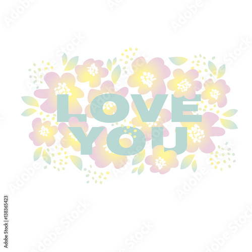 yellow sunny color floral vector illustration in retro 60s style. abstract ha...