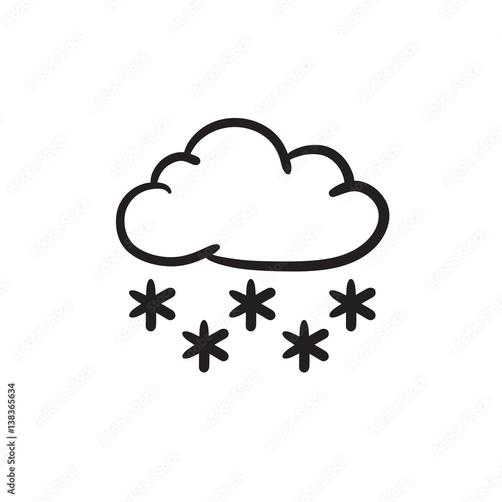 Cloud with snow sketch icon. Cloud with snow sketch icon.