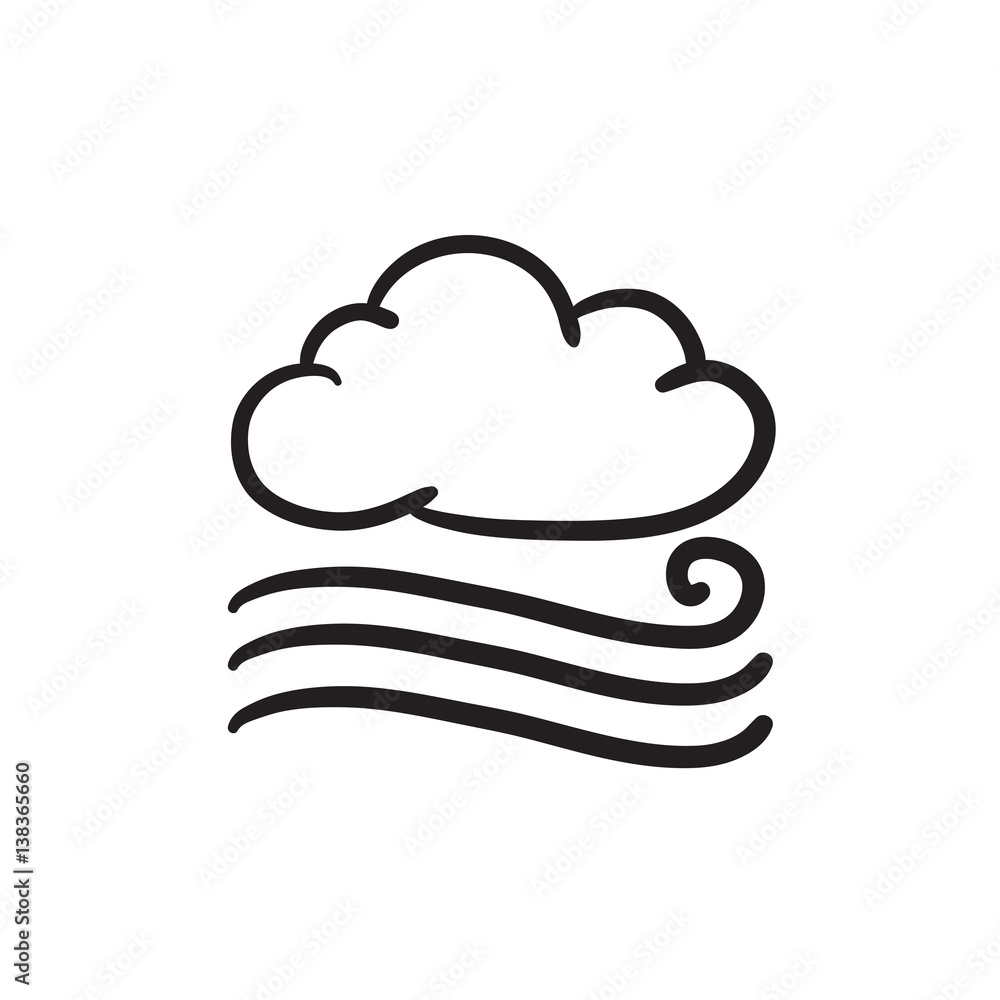 Windy cloud sketch icon. Windy cloud sketch icon.