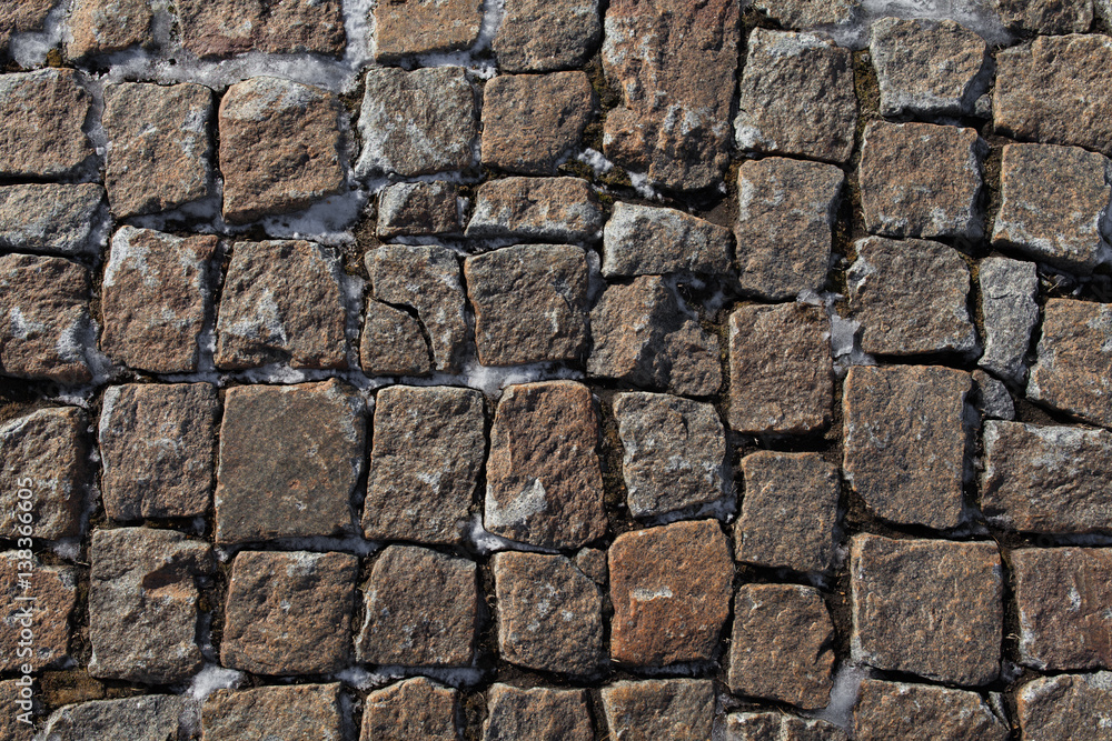 Fototapeta premium Stone blocks covered with snow