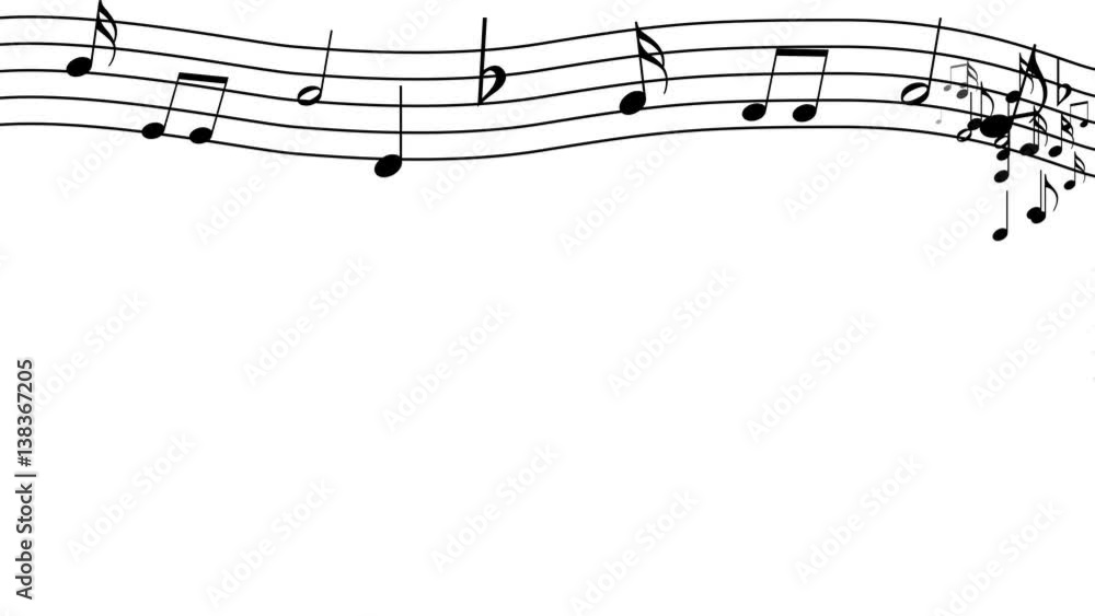 Music notes on white background. 4k
