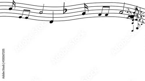 Music notes on white background. 4k