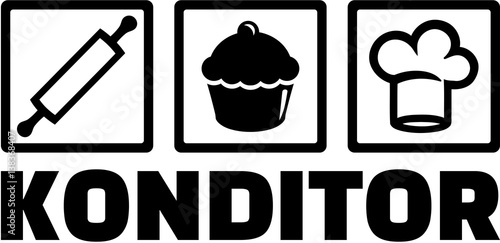 German confectioner word with equipment