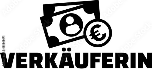 Saleswoman german job title with icon