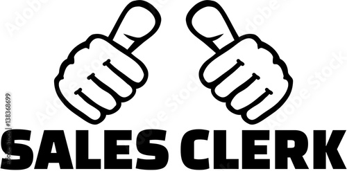 Sales clerk with thumbs