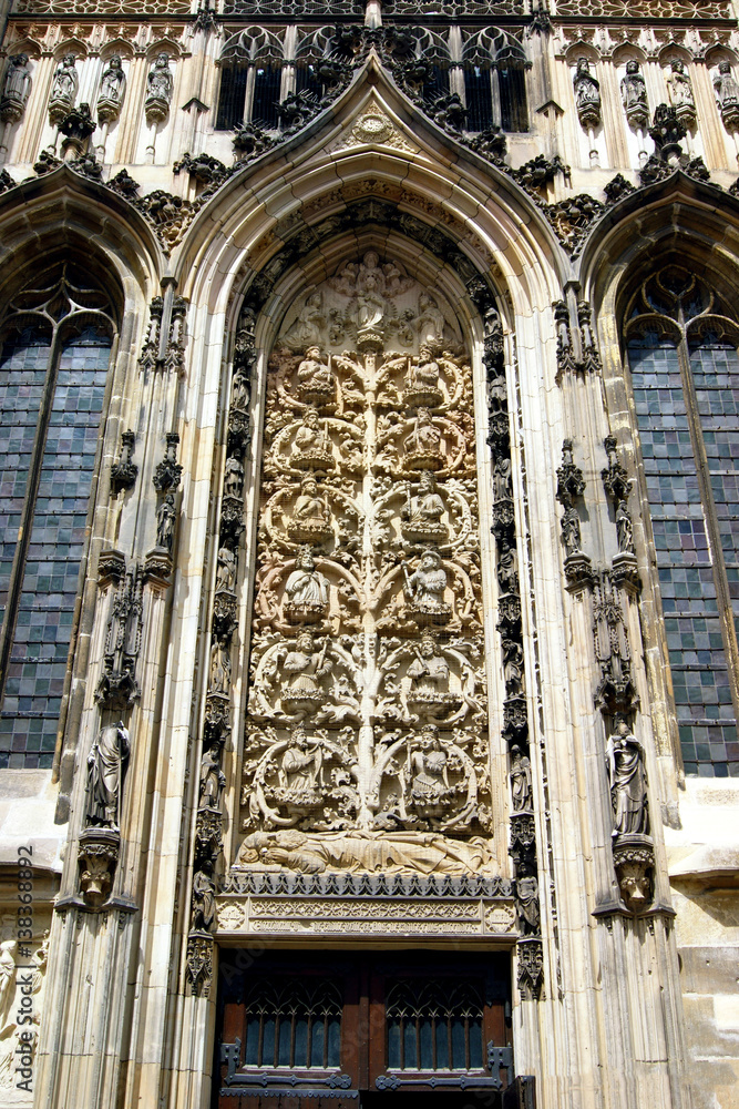 Tree of Jesse - relief on the facade of the church of St. Lambert in the city of Muenster, Germany.