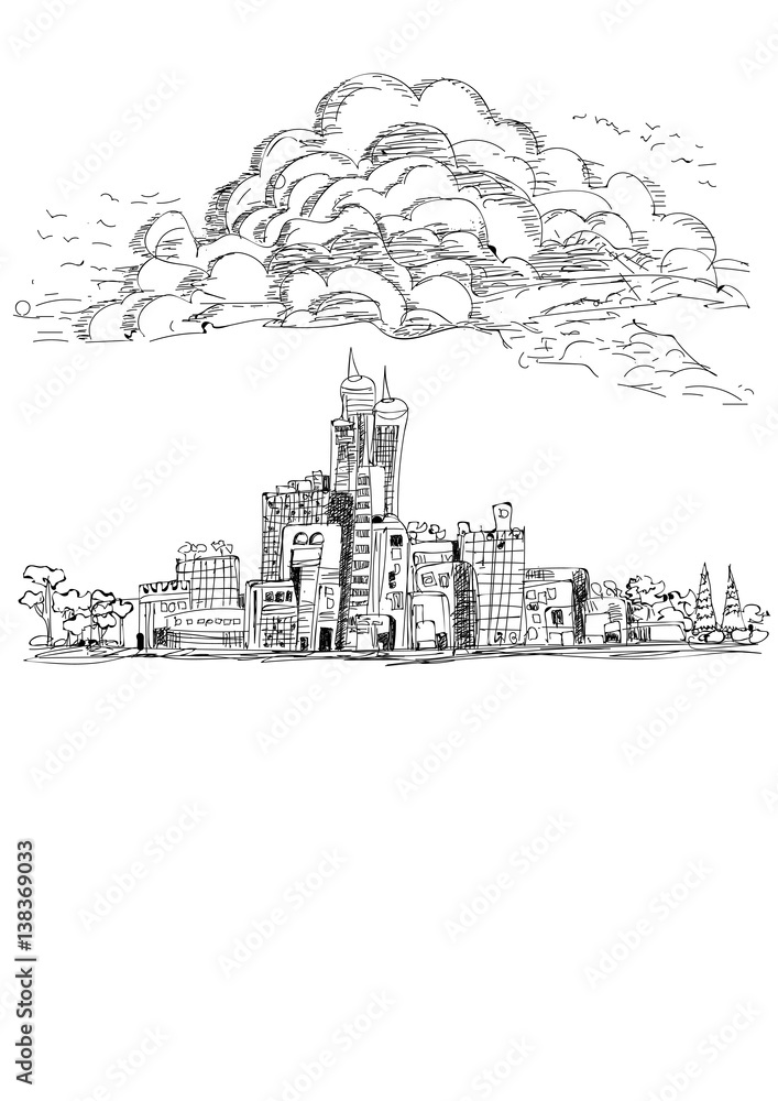 Cityscape sketch Vector illustration