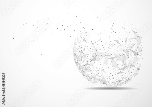 Point and curve constructed the sphere wireframe, technological sense abstract illustration