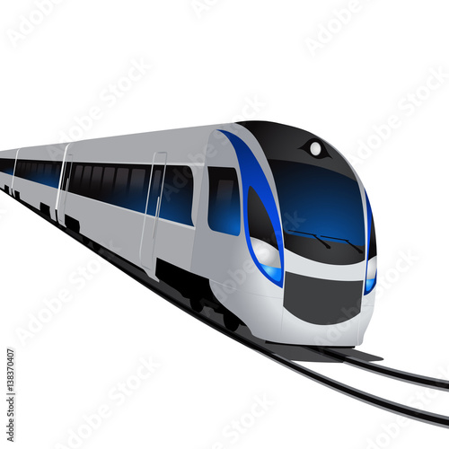 Modern high speed train, isolated on white