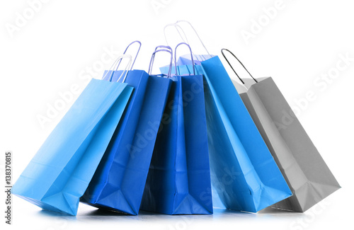 Paper shopping bags isolated on white