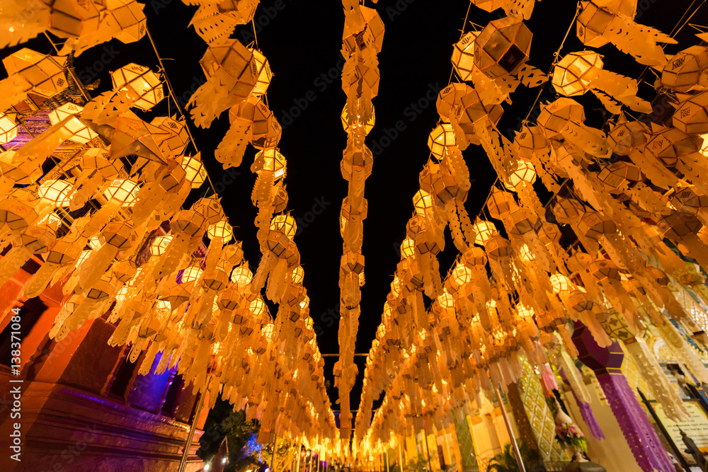 Εκτύπωση καμβά The line of Lantern in Loy krathong festival