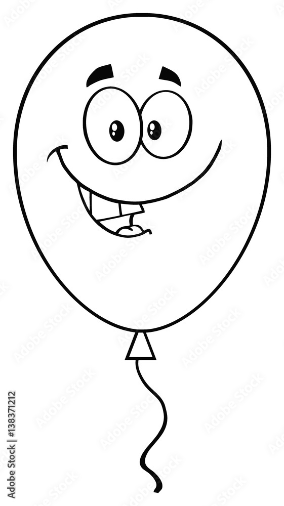 Smiling Black And White Balloon Cartoon Mascot Character. Illustration Isolated On White Background Smiling Black And White Balloon Cartoon Mascot Character. Illustration Isolated On White Background