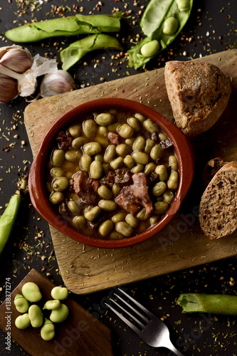 habas a la catalana, a spanish recipe of broad beans photo