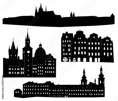 Silhouettes of famous buildings and landmarks of Prague.

Silhouette of Prague
