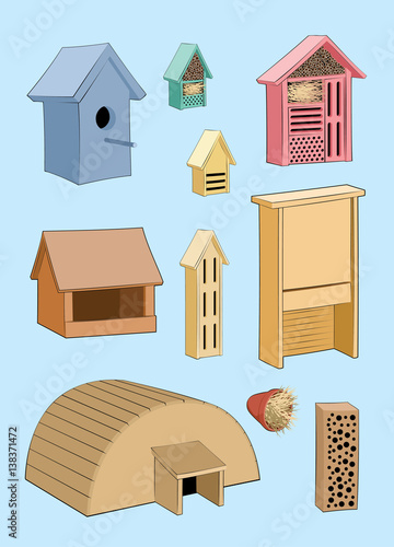 House garden for birds, hedgehog and insect