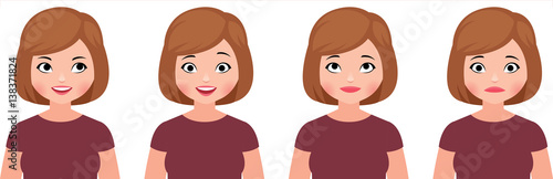Set avatars Emoji portrait of a woman with different emotions on his face