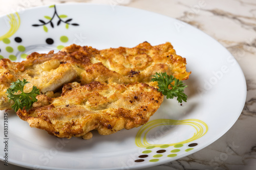 Homemade chicken breast schnitzel