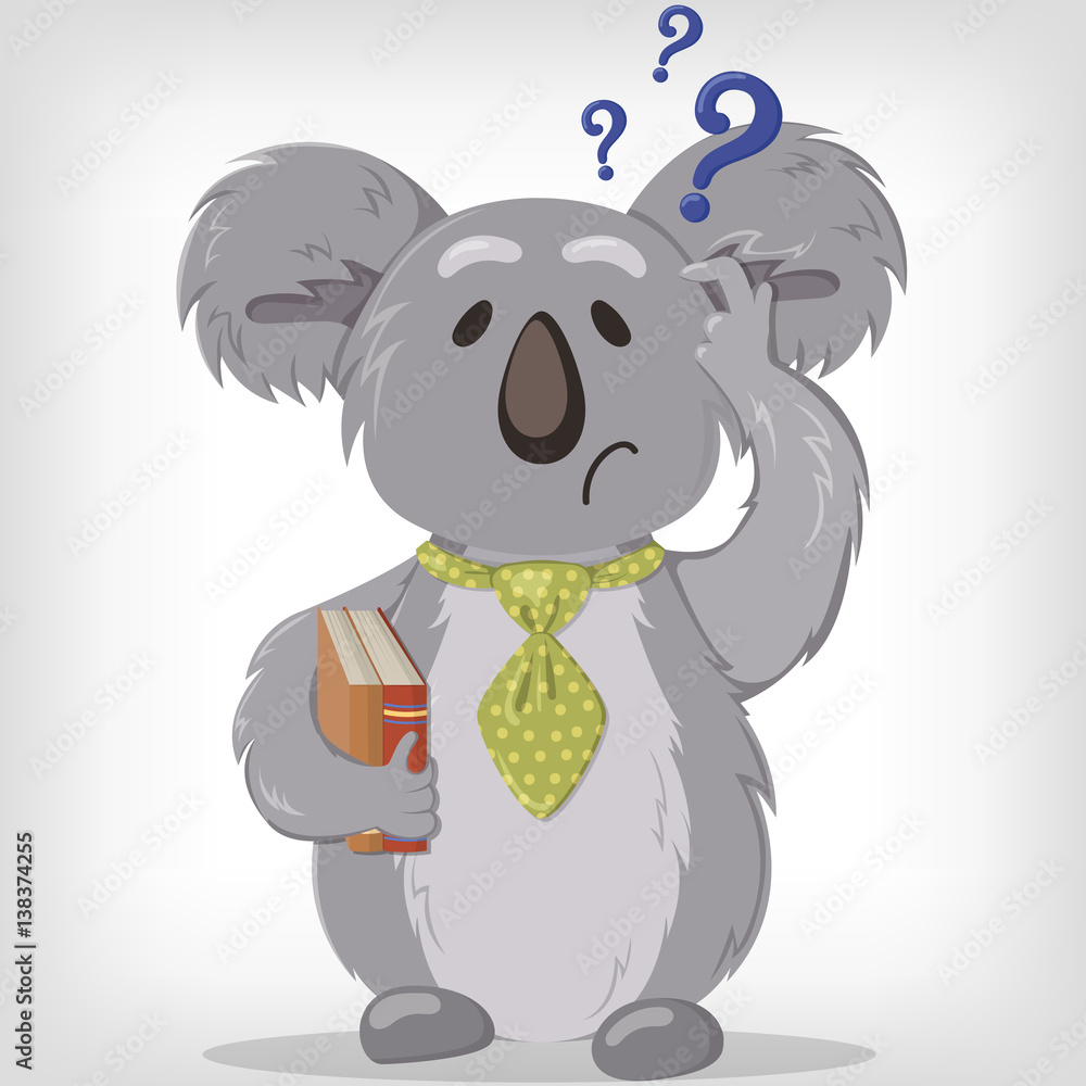 Fototapeta premium Thinking koala. Discouraged koala. Vector illustration