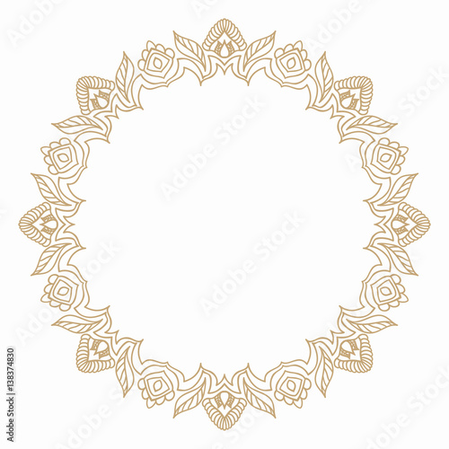 Round frame in vintage style of stylized vegetal elements. Border for decoration postcards, logos, banners, clearance of goods and promotional products.