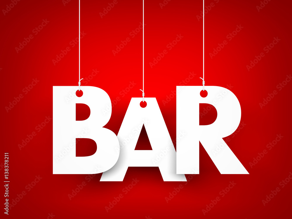 White word BAR on red background. 3d illustration White word BAR on red background. 3d illustration