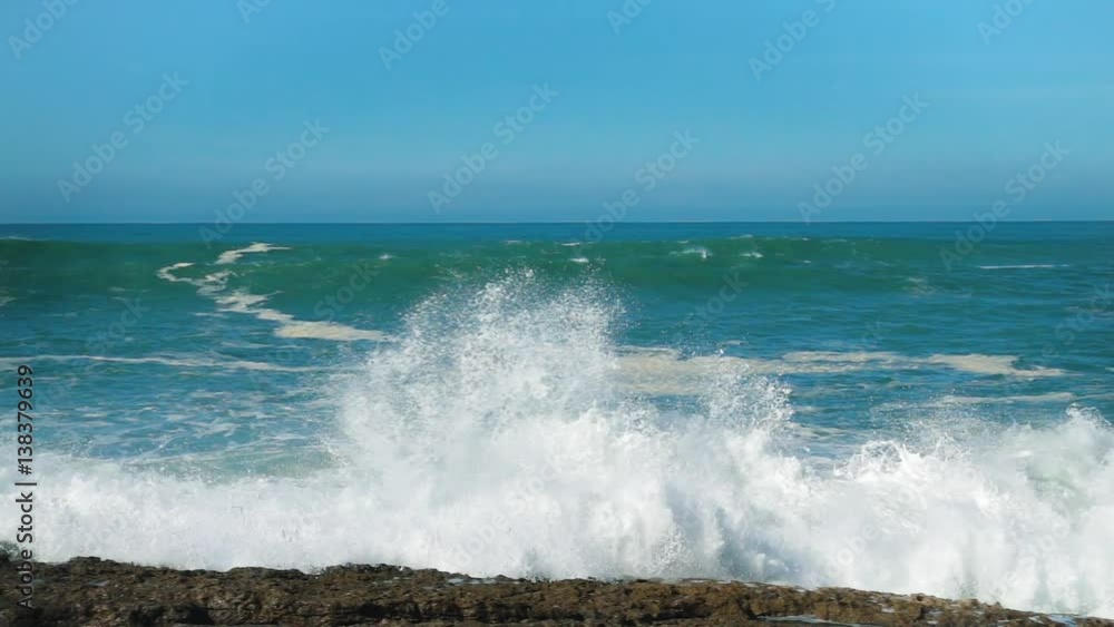 Slow Motion Ocean Waves Incoming on Shore, storm weather Slow Motion Ocean Waves Incoming on Shore, storm weather