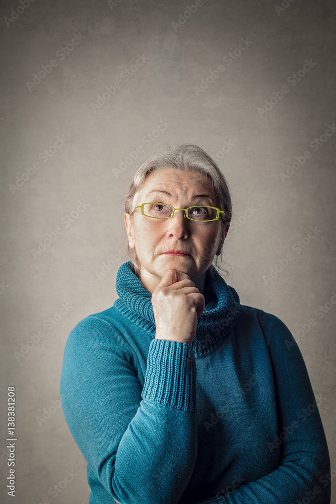 Elderly lady thinking