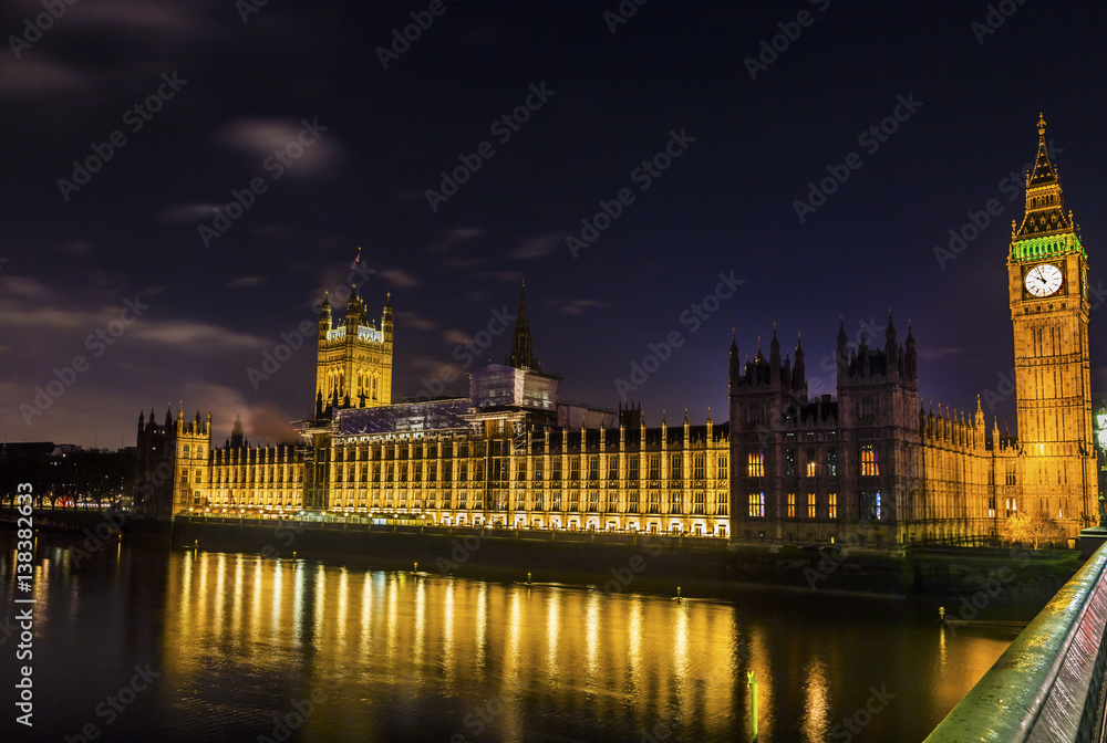 Big Ben Tower Westminster Bridge Nght Houses of Parliament Westminster London England