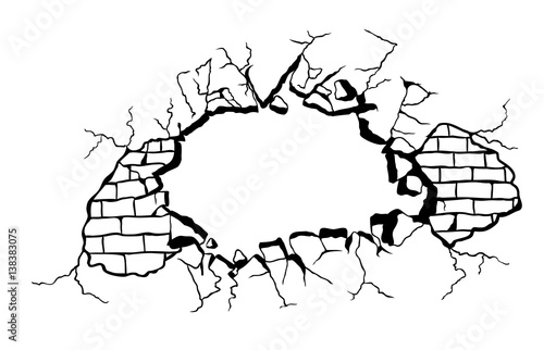 handmade hole in brickwall vector design