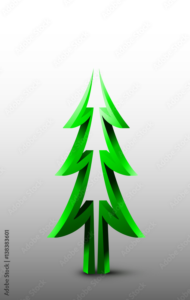 Obraz premium Abstract 3d logo fir trees.