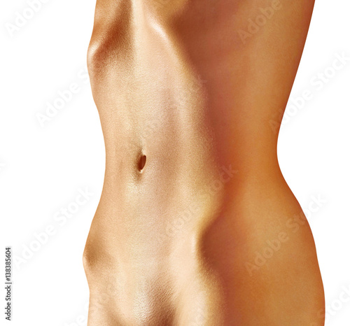 abdomen of woman on white