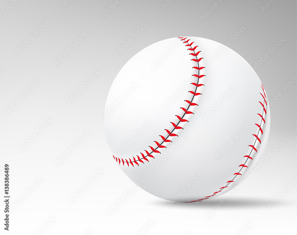 Realistic 3d baseball ball with red stitches. Realistic 3d baseball ball with red stitches.