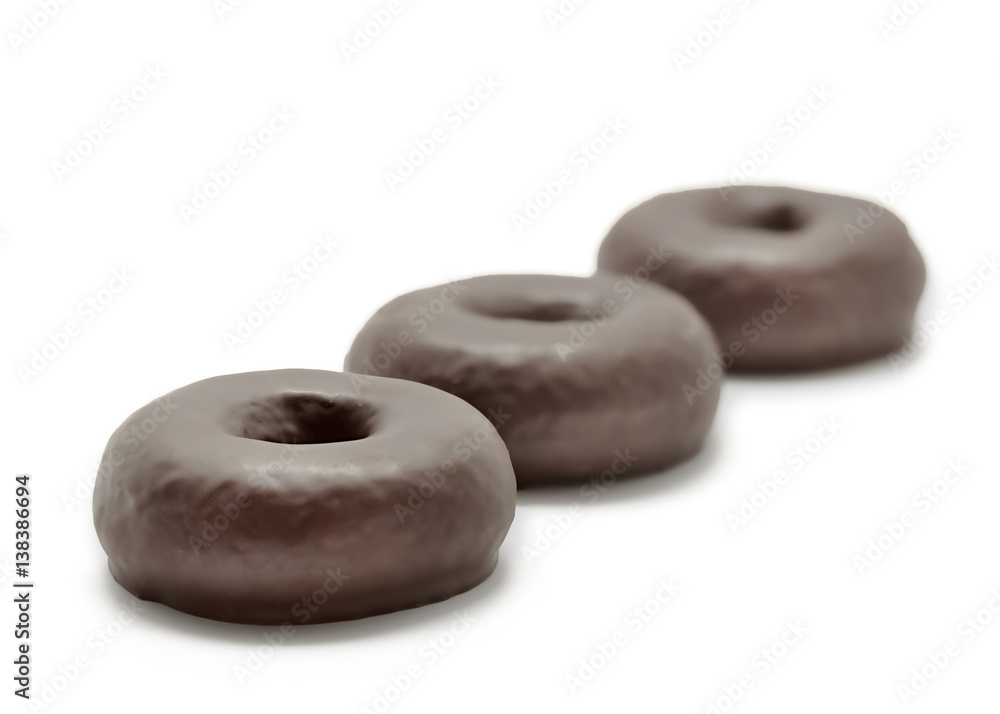 Chocolate donuts isolated on a white background Chocolate donuts isolated on a white background