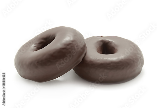 Chocolate donuts isolated on a white background