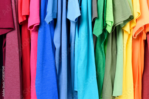 Colourful clothes hanging abstract background © afxhome