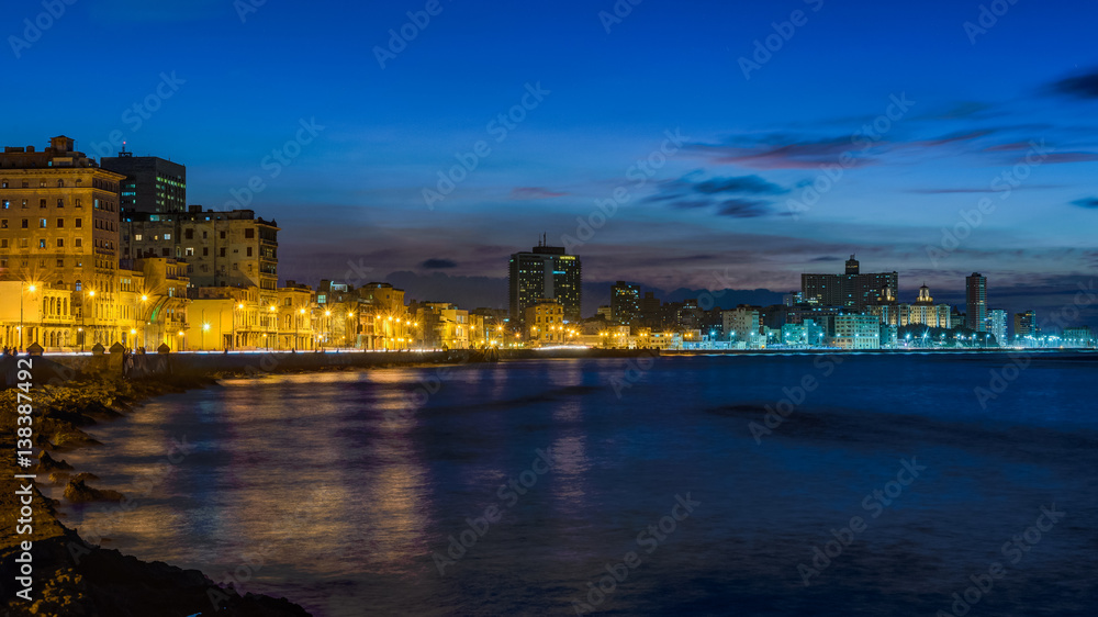 Tourism and travel destinations. Cuba Caribbean sea La Habana. Havana. View of skyline and buildings from Malecon.