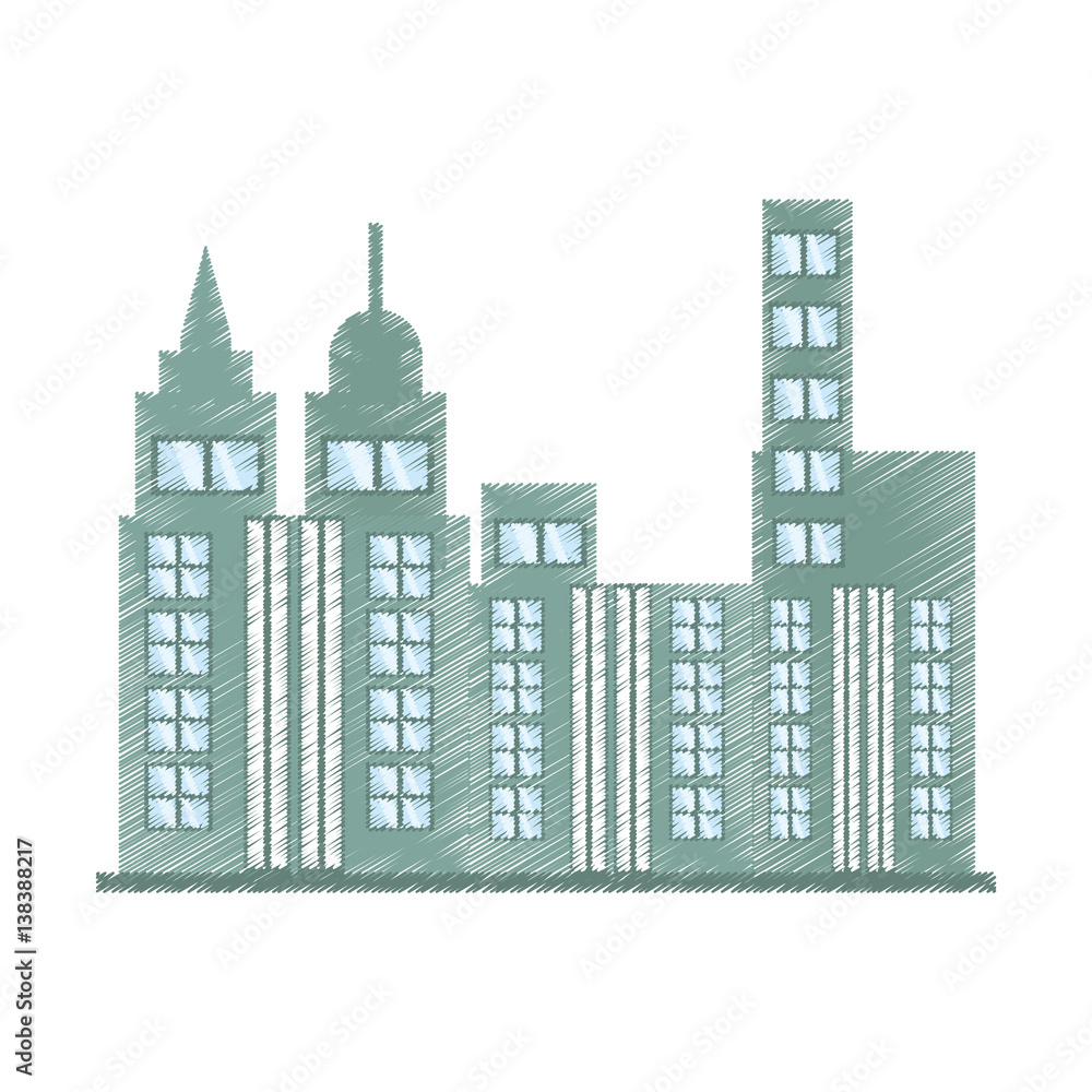 drawing building skyscraper icon vector illustration eps 10