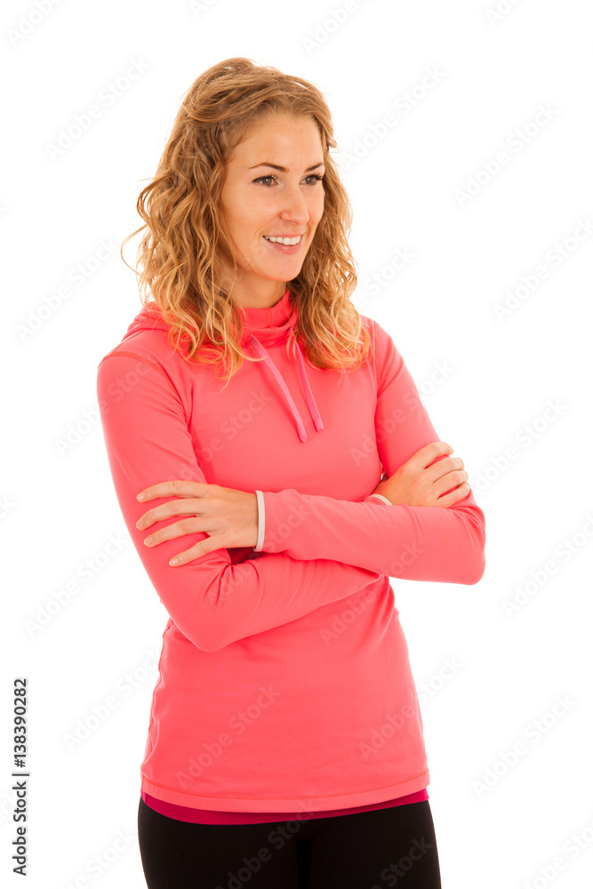 Spory woman posing isolated over white background Spory woman posing isolated over white background